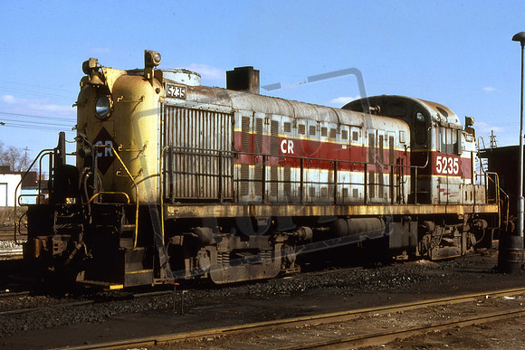 5235 CON5235 RS3 CONRAIL In Erie Lackawanna paint. Niles, OH. 19-03-77 Gordon Lloyd Jr