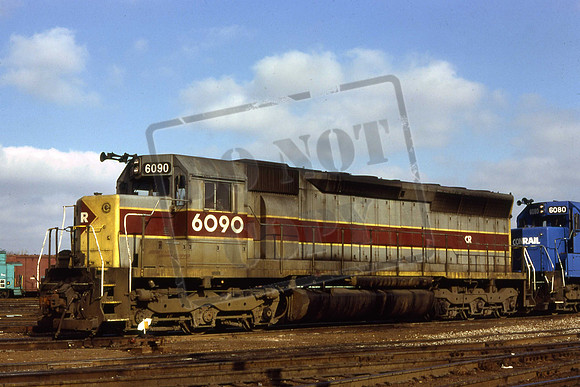 6090 CON6090 SD45 CONRAIL Erie Lackawanna paint scheme. At Riverdale,Il. 19-11-1978