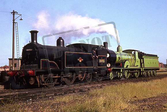 30055 & 120 (cAT nO uns30055) Eastbourne Shed. Ready for LCGB special. 24-06-1962