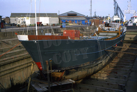 BREYDON TRADER In dry dock at Lowestoft. July 1987. Gary Goodman