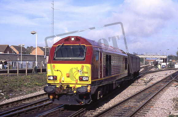 67001 (Cat No 211-36) Didcot on a crew training job. May 00 Martin High