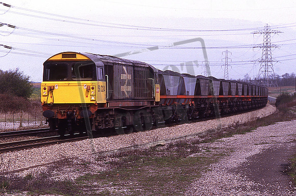 58024 (Cat No KMM58024) Culham 7V44 09.34 Three Spires Junction - Didcot Power Station 30-04-1986 Ken Moseley C0085