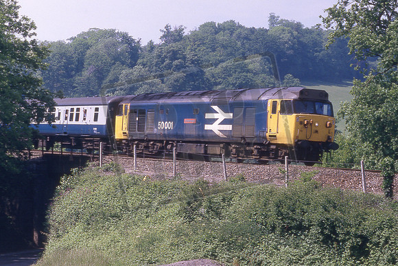 50001 DREADNOUGHT (Cat No KMM50001B) Stoneycombe 1A46 09.12 Penzance - Paddington 14-06-1986 Ken Moseley C0207