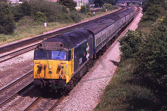50016 BARHAM (Cat No KMM50016B) Near Langley 1F26 15.17 Paddington - Oxford 18-06-1986 Ken Moseley C0249