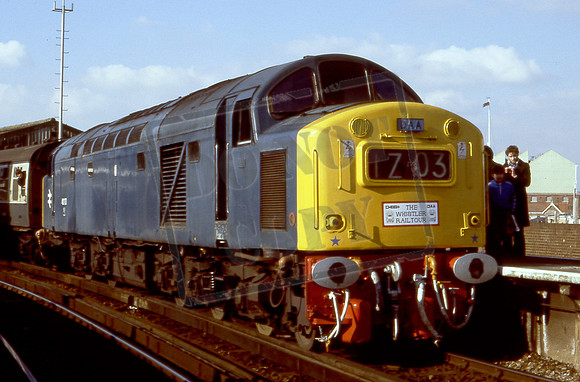 40173 (Cat No TTR1987) Portsmouth Harbour. On the D&EG DAA The Whistler Railtour. 11-02-78 Colin Marsden