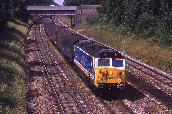 50017 ROYAL OAK (Cat No KMM50017C) 10.34 Oxford - old Oak Common vans 3A08 Sonning Cutting. 03-07-1986 Ken Moseley