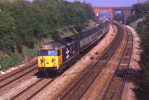 50008 THUNDERER (Cat No KMM50008C) 8.36 Cheltenham Spa - Paddington 1A22 Near Cholsey & Moulsford 23-04-1987 Ken Moseley C0539