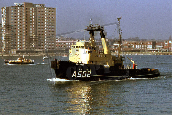 A502 ROLLICKER (Cat No A502) RMAS Tug at Portsmouth 29-11-78 Gary Goodman