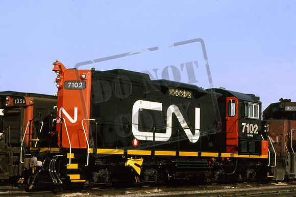 7102 CN CANADIAN NATIONAL SW7M MAPLE, ONT. MAY 10TH 1987