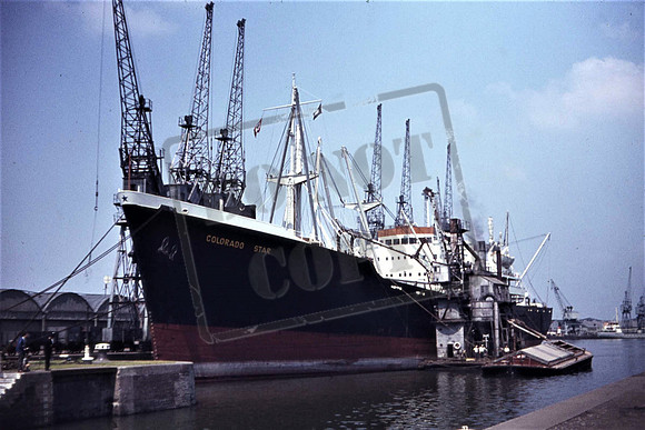 COLORADO STAR BLUE STAR LINE REFRIGERATED CARGO LINER AT AVONMOUTH DOCKS 21-7-1963