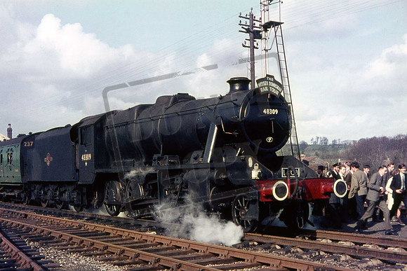 48309 (Cat No UNS48309) 2-8-0 8F At Shepton Mallett on S & D. Wessex Downsman Railtour 1965