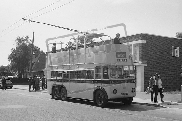 ALJ986 BOURNEMOUTH TROLLEY BUS TILEHURST 28-7-1968 COLIN L CADDY