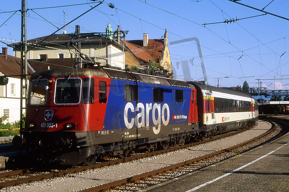 SWITZERLAND 421.383-1 CARGO SWISS LOCO AT LINDAU JULY 2018