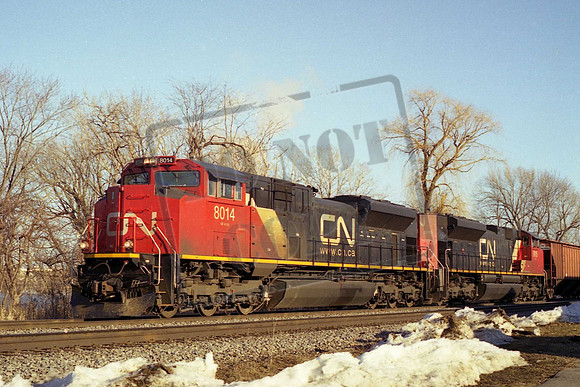 8014 & 8015 CN SD70-M2s NEENAH WI. MARCH 2008 TOM WILSON