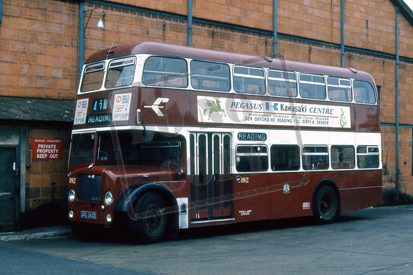 GRD582D (Cat No GRD582D) Reading Corporation Dennis Loline East Lancs HL8f. Mill Lane Depot, Reading. 1976
