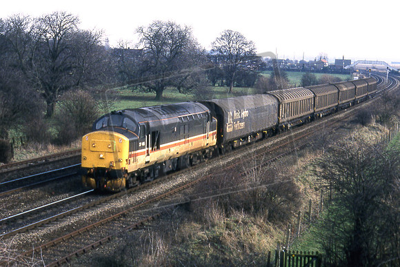 45-23 37416 (Cat No 45-23) Inter-City Mainline livery. Norsk Hydro service from Immingham at Melton Ross. 01-03-91 Ian Ball