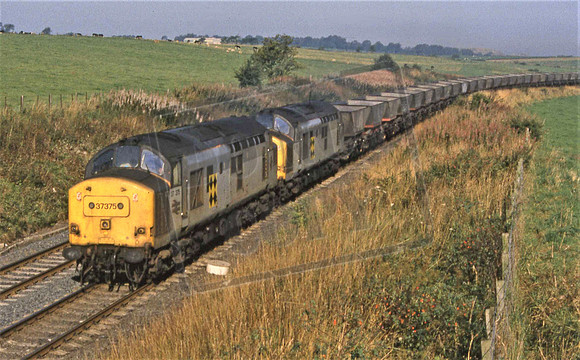 12-14 37375 & 37376 (Cat No 12-14) Empty HAAs bound for Knockshinnoch, Ex Ayr Harbour. 13-09-90 Ian Ball