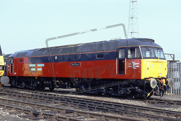 TTR1628 47597 RESILIENT (Cat No TTR1628) Crewe Diesel Depot at the RES livery launch. 11-10-91 Colin Marsden