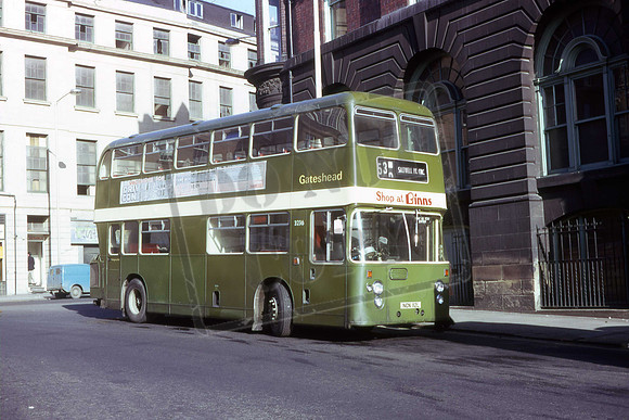 NCN112L GATESHEAD LEYLAND ATLANTEAN ECW. EX No112L NOW 3236 AT BERWICK STREET 1975