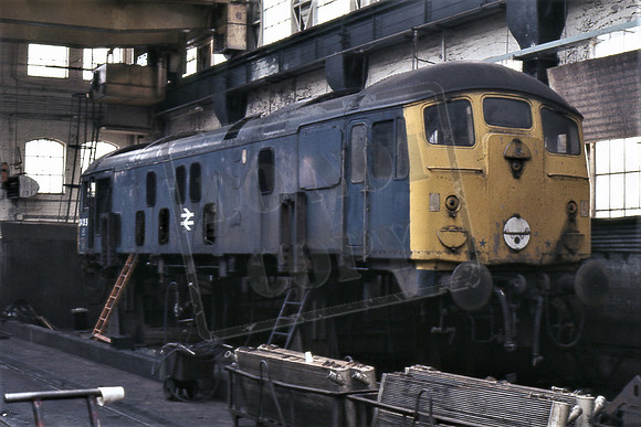 TTR1999 24069 (Cat No TTR1999) Doncaster Works strip shop. 10-09-77 Colin Marsden