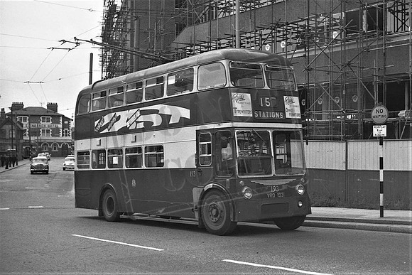 VRD193 Reading Corporation Trolley Bus in Station rd Reading. 28-8-1965