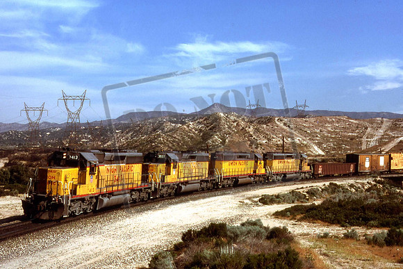 3413 UP SD40-2 UNION PACIFIC CAJON PASS APRIL 7TH 1988 GEORGE FERNANDES