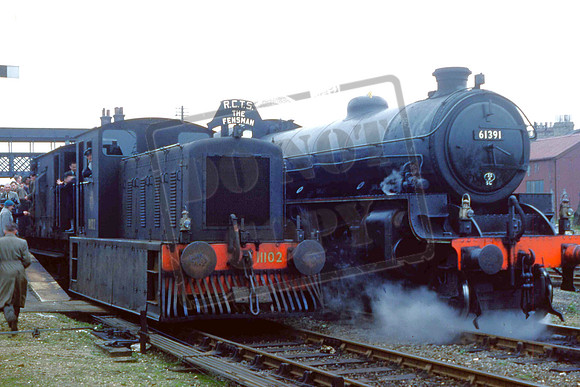 11102 61391 (Cat No UN11102) Wisbech on the RCTS Fensman. 9-9-1956